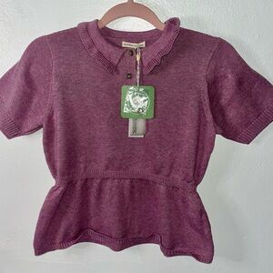 NWT- The Sunday Collective, girl’s size 10/11, purple short sleeved sweater.